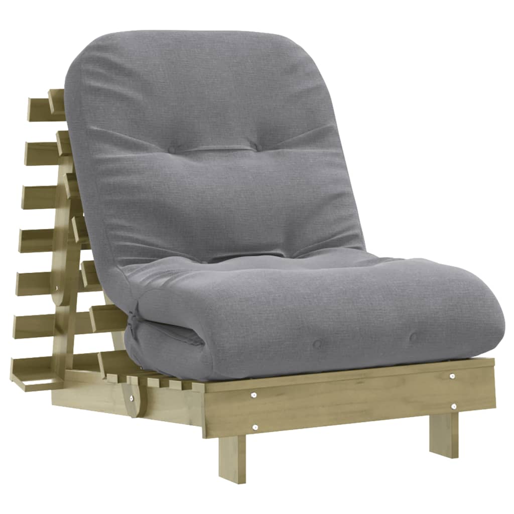 Canapé-lit futon avec matelas 70x206x11 cm bois de pin imprégné - XIOS