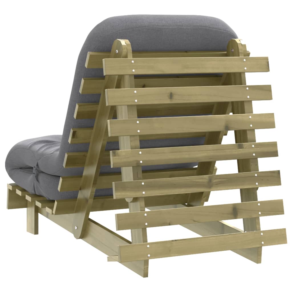 Canapé-lit futon avec matelas 70x206x11 cm bois de pin imprégné - XIOS