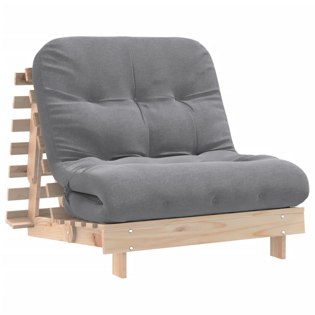 Canapé-lit futon avec matelas 80x206x11 cm bois massif de pin - XIOS