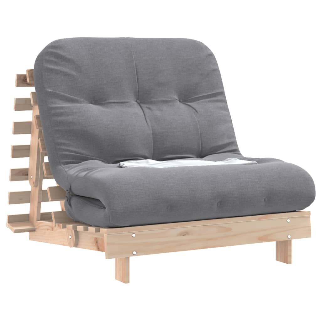 Canapé-lit futon avec matelas 80x206x11 cm bois massif de pin - XIOS