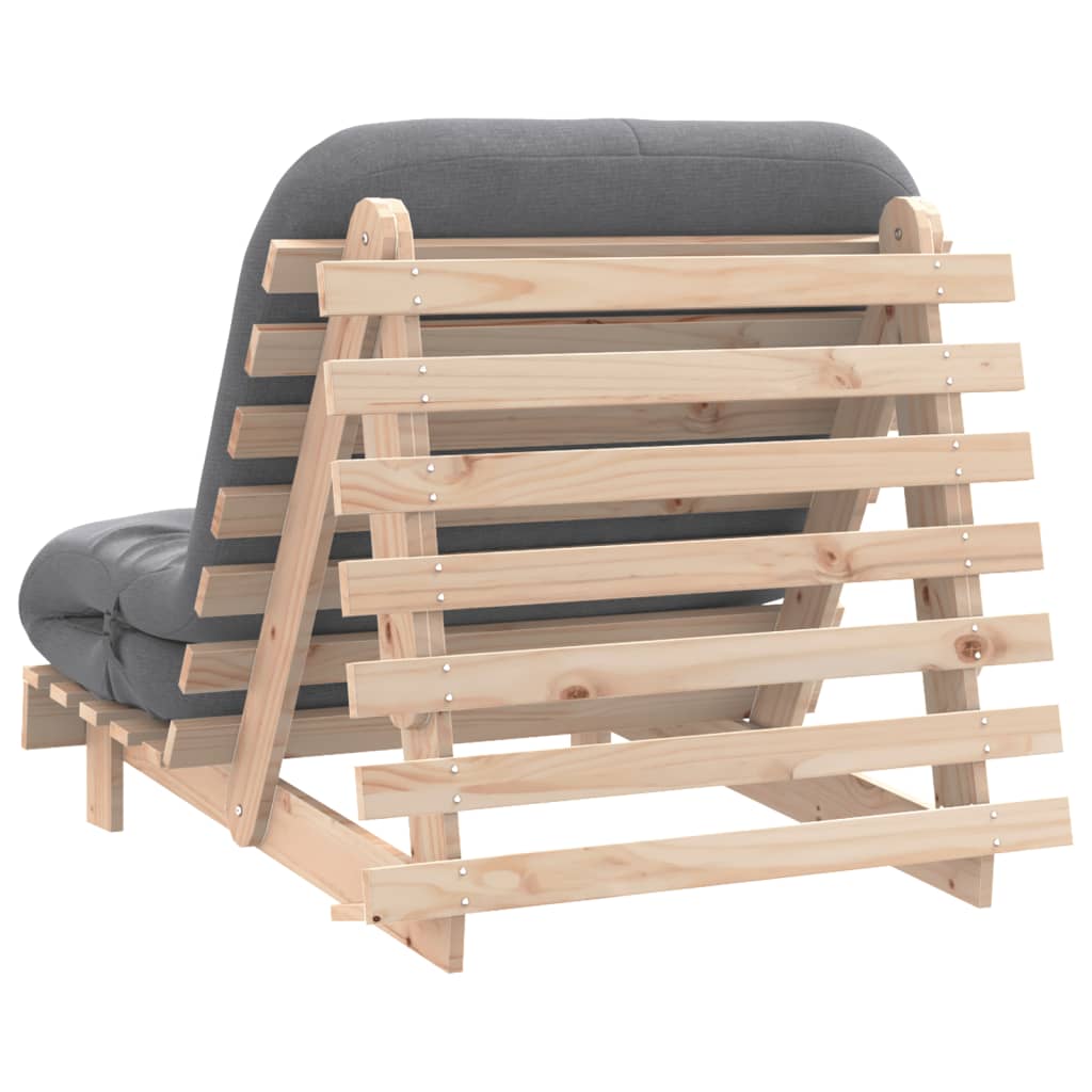 Canapé-lit futon avec matelas 80x206x11 cm bois massif de pin - XIOS