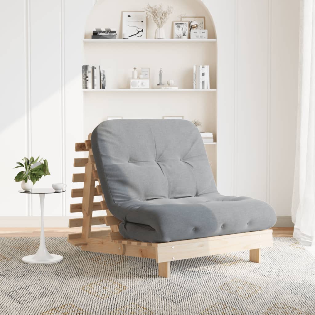 Canapé-lit futon avec matelas 80x206x11 cm bois massif de pin - XIOS