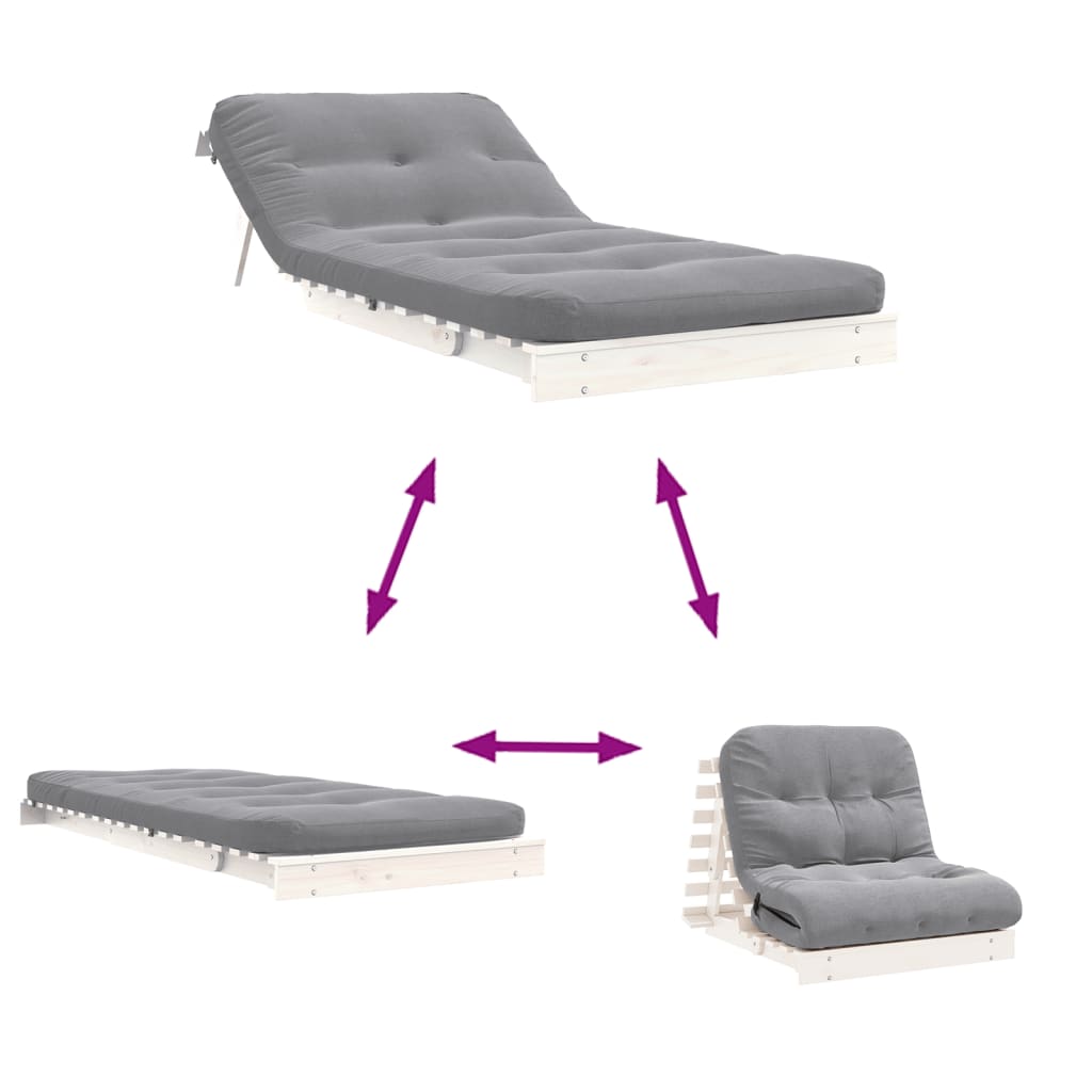 Canapé-lit futon avec matelas 80x206x11 cm bois massif de pin - XIOS