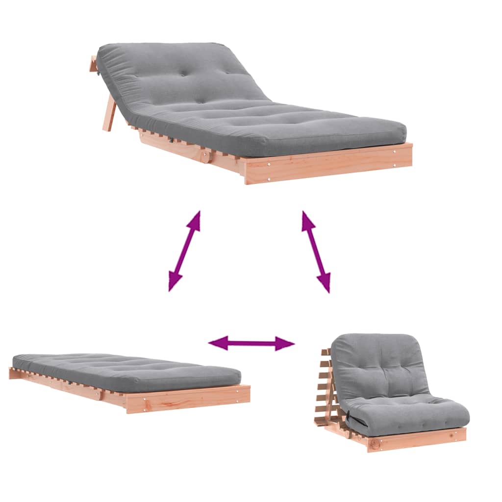 Canapé-lit futon avec matelas 80x206x11 cm bois massif douglas - XIOS
