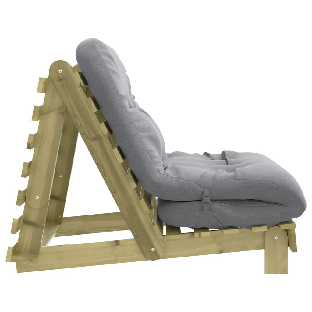 Canapé-lit futon avec matelas 80x206x11 cm bois de pin imprégné - XIOS