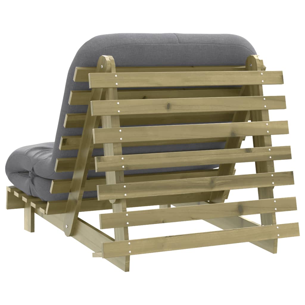 Canapé-lit futon avec matelas 80x206x11 cm bois de pin imprégné - XIOS