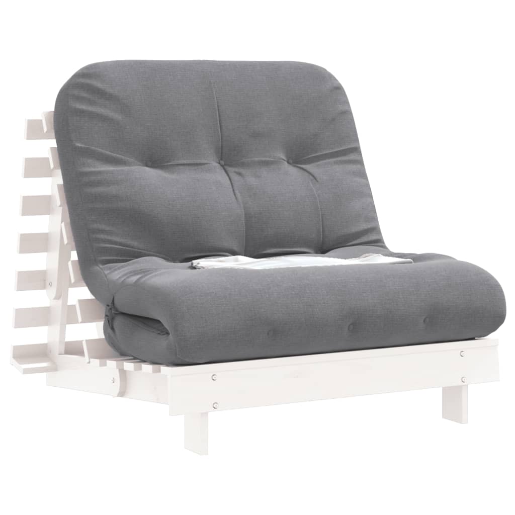 Canapé-lit futon avec matelas 90x206x11 cm bois massif de pin