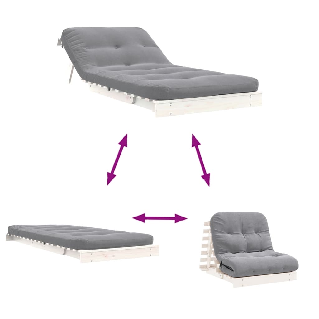 Canapé-lit futon avec matelas 90x206x11 cm bois massif de pin