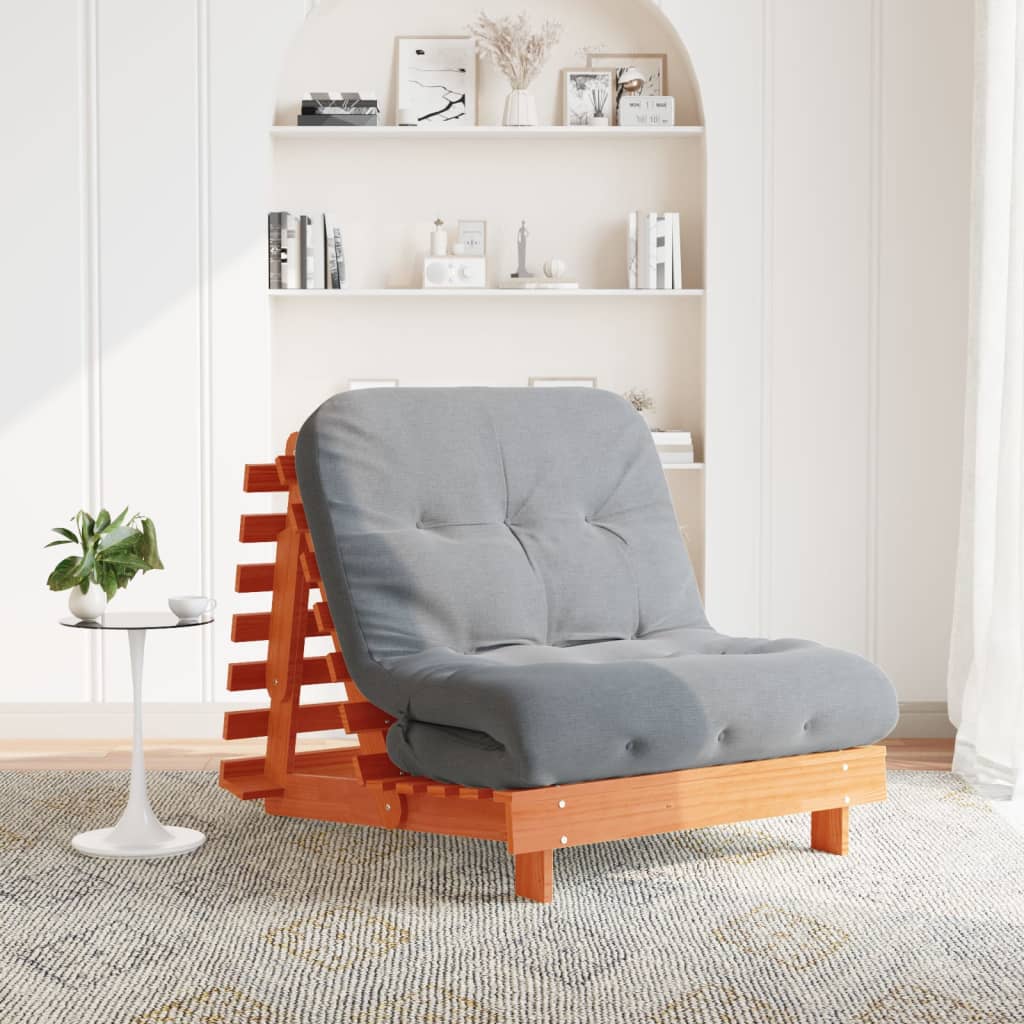 Canapé-lit futon avec matelas 90x206x11 cm bois massif de pin - XIOS