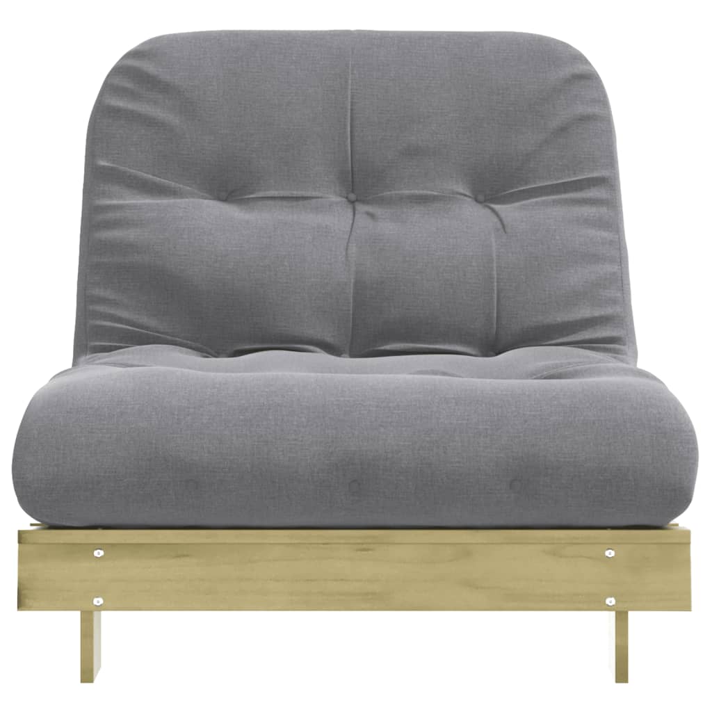 Canapé-lit futon avec matelas 90x206x11 cm bois de pin imprégné - XIOS