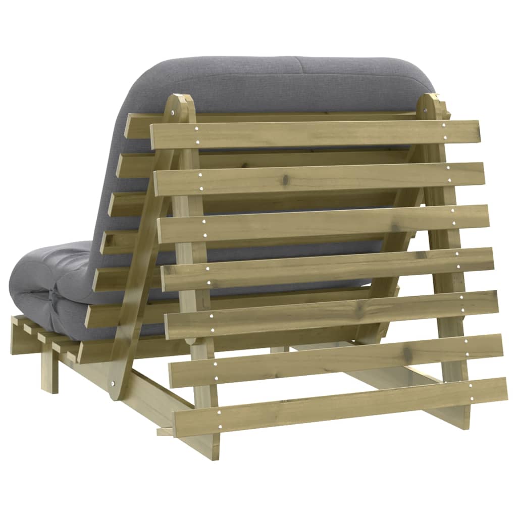 Canapé-lit futon avec matelas 90x206x11 cm bois de pin imprégné - XIOS