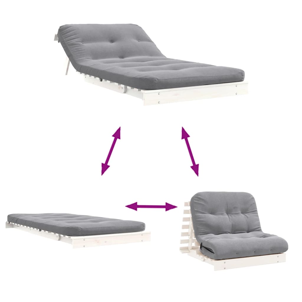 Canapé-lit futon avec matelas 100x206x11 cm bois massif de pin - XIOS
