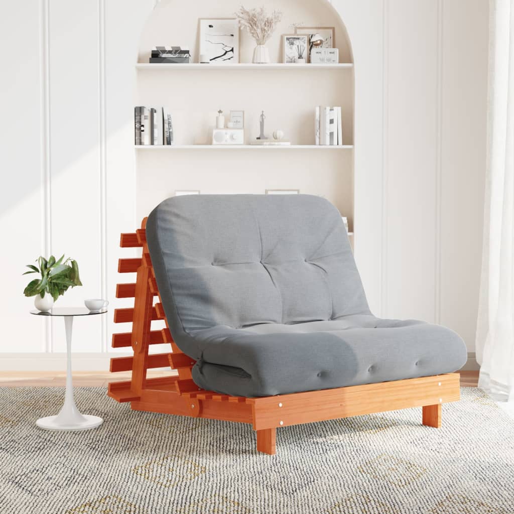 Canapé-lit futon avec matelas 100x206x11 cm bois massif de pin - XIOS