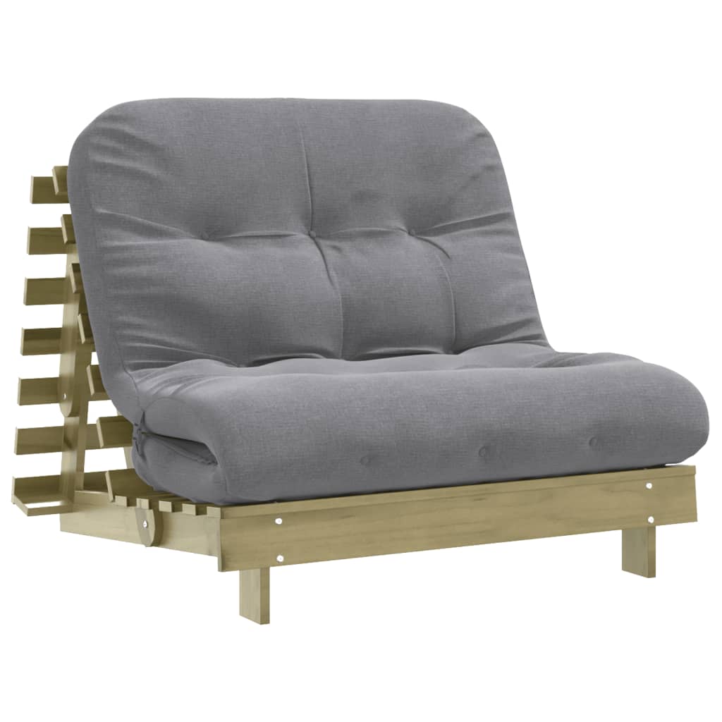 Canapé-lit futon avec matelas 100x206x11cm bois de pin imprégné - XIOS