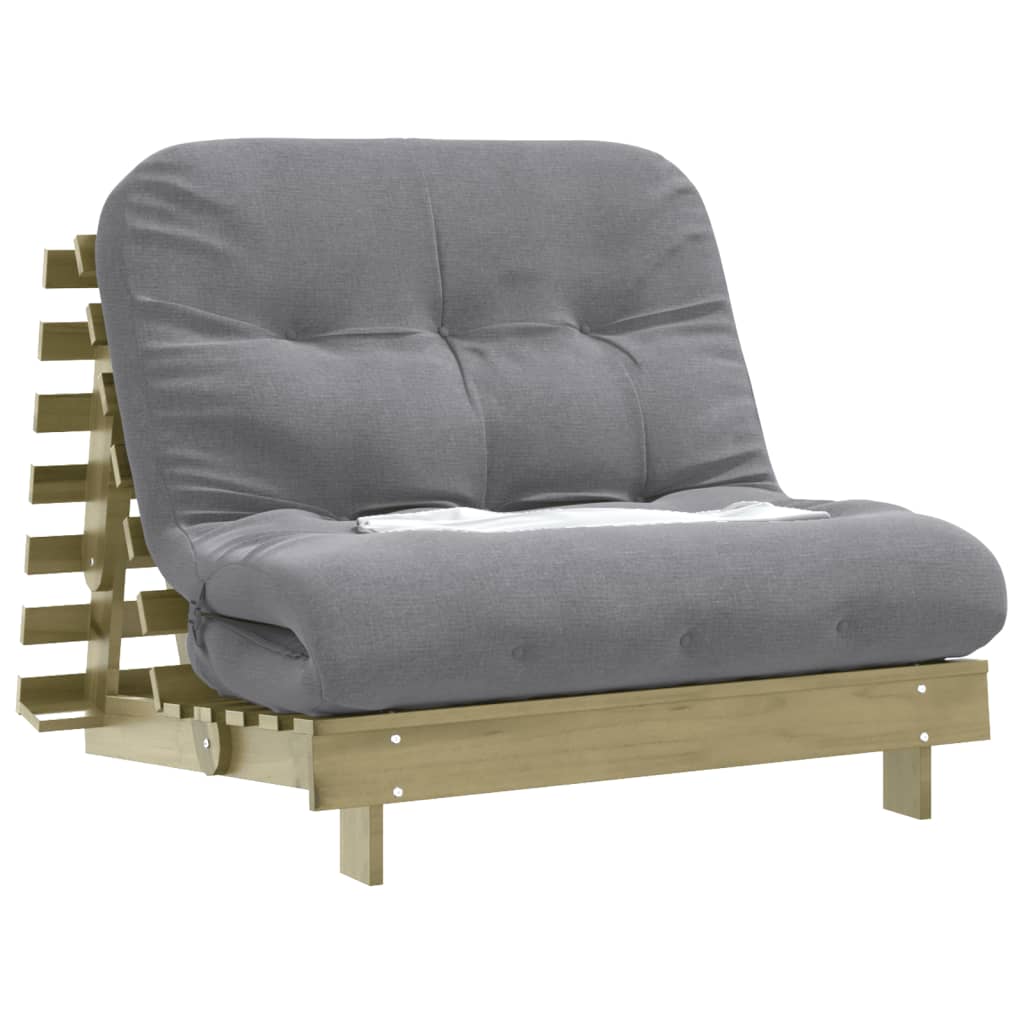 Canapé-lit futon avec matelas 100x206x11cm bois de pin imprégné - XIOS