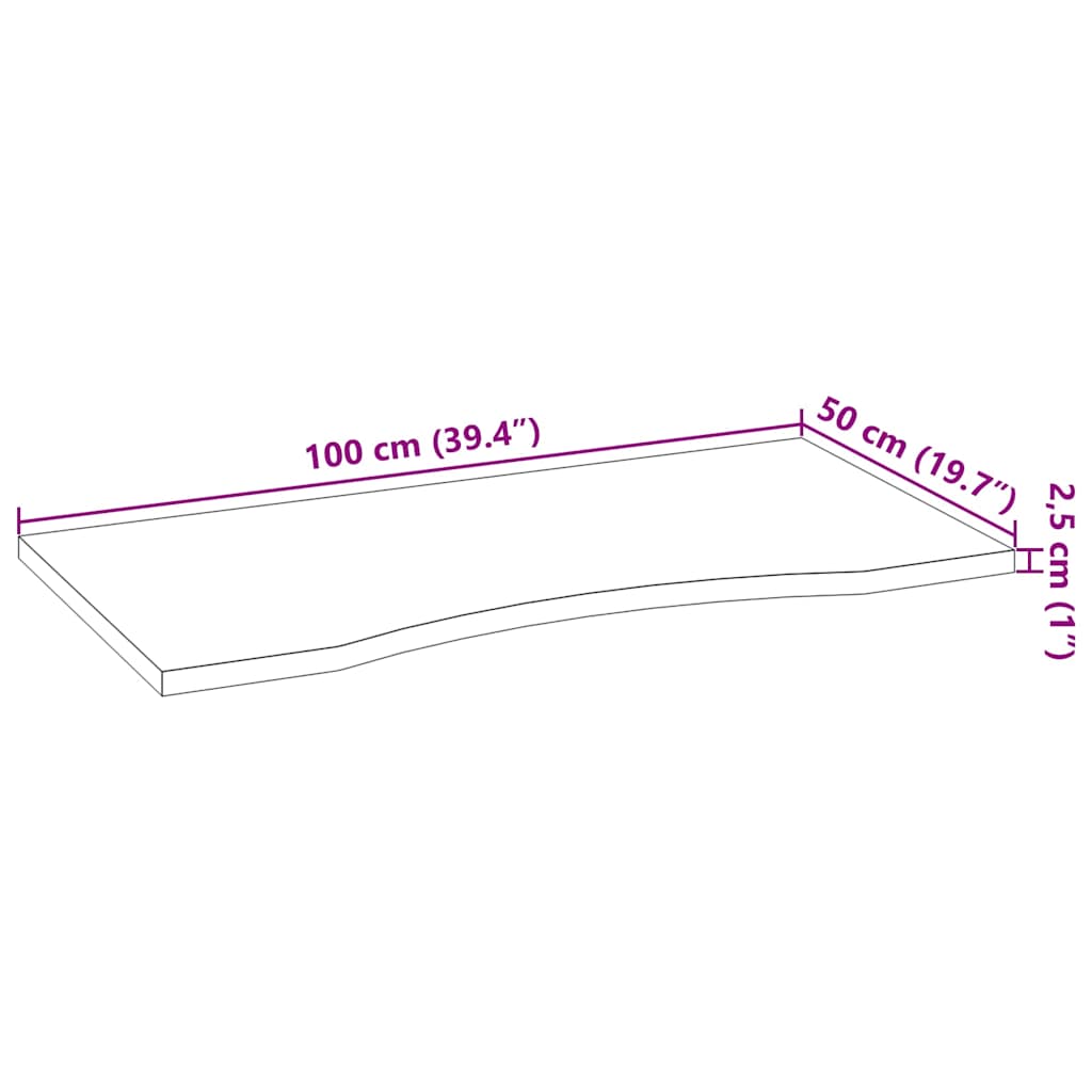 Dessus de bureau non traité bois massif de chêne rectangulaire - XIOS