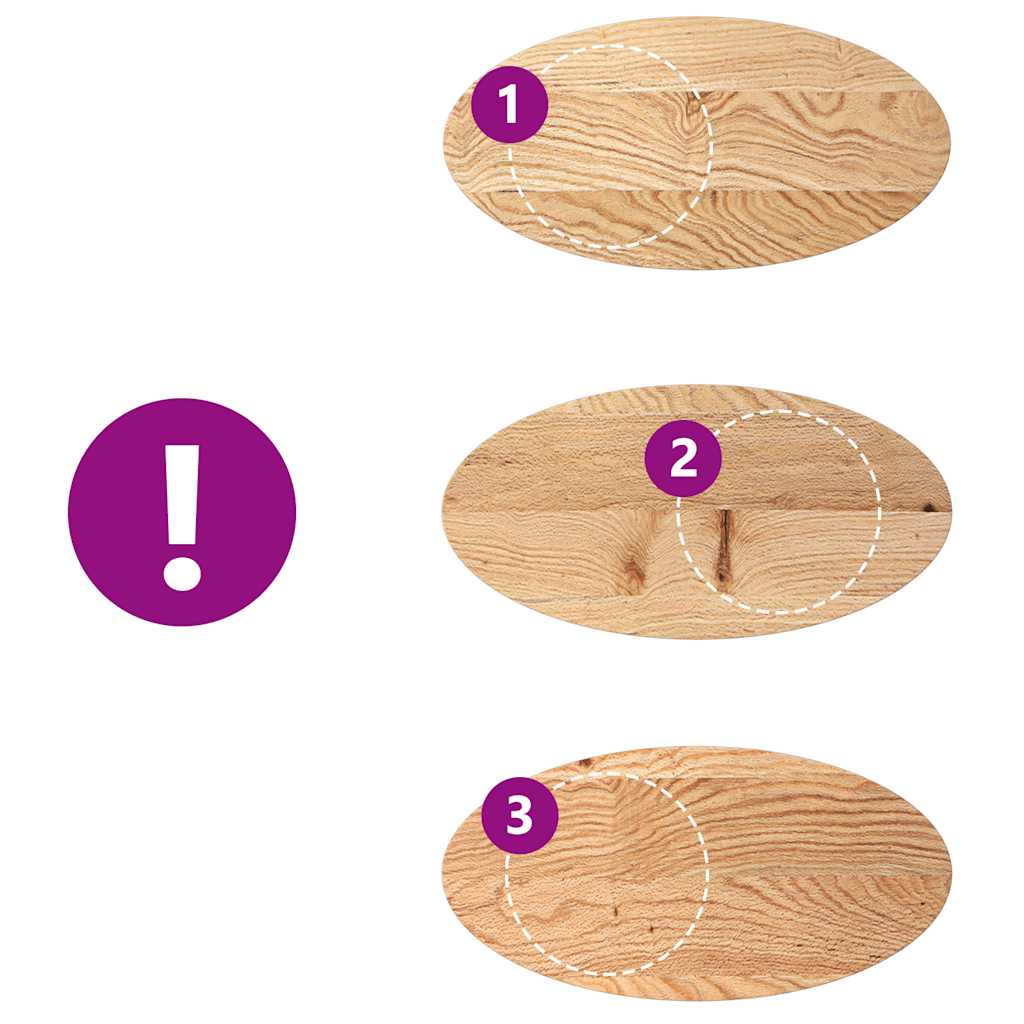 Dessus de table 80x40x2 cm bois de chêne massif ovale