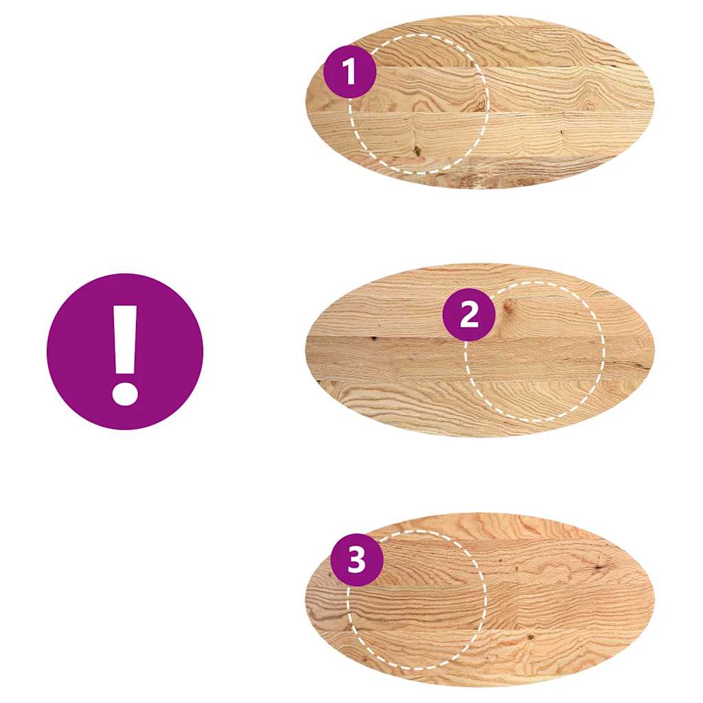 Dessus de table 120x60x2 cm bois de chêne massif ovale - XIOS