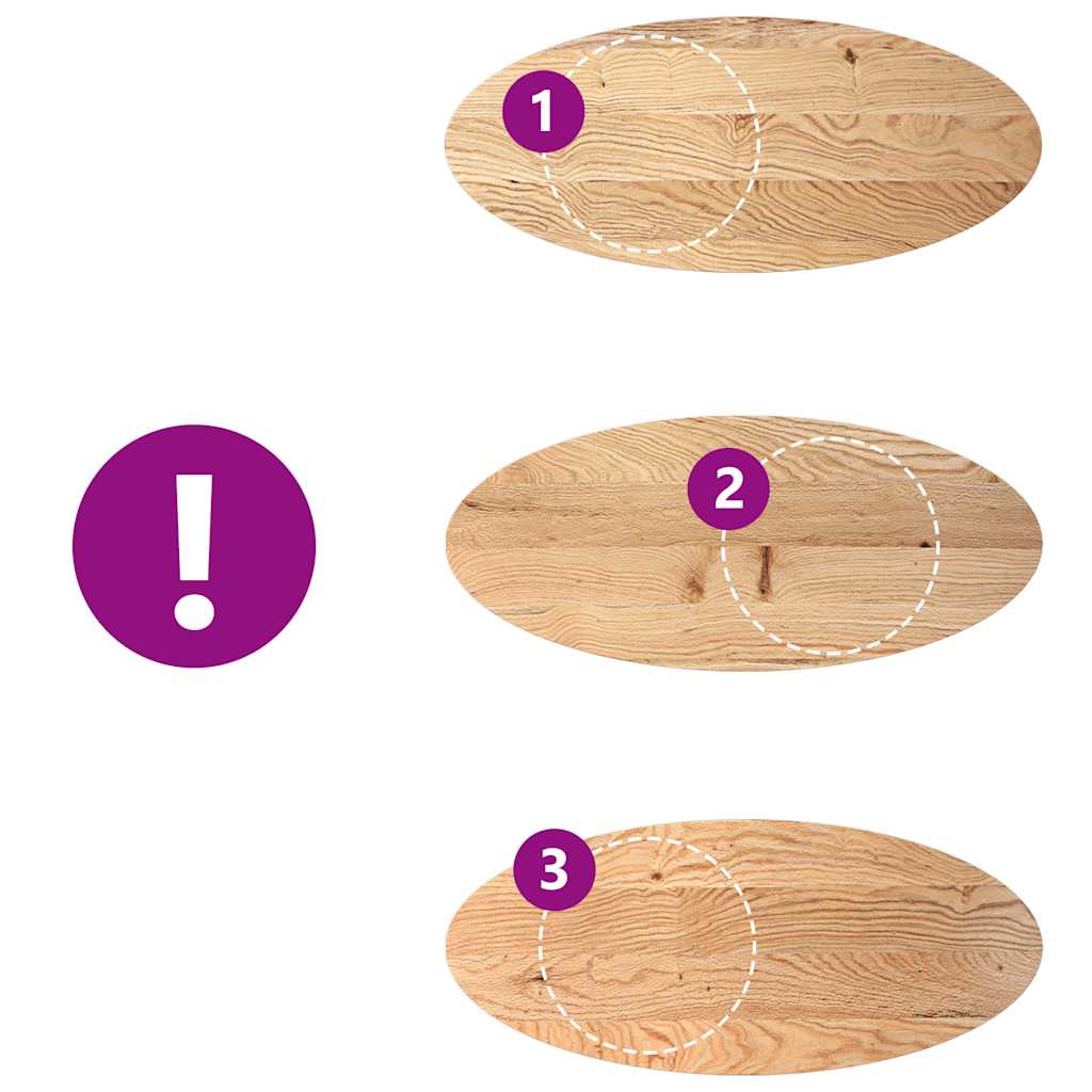 Dessus de table 140x60x2 cm bois de chêne massif ovale - XIOS