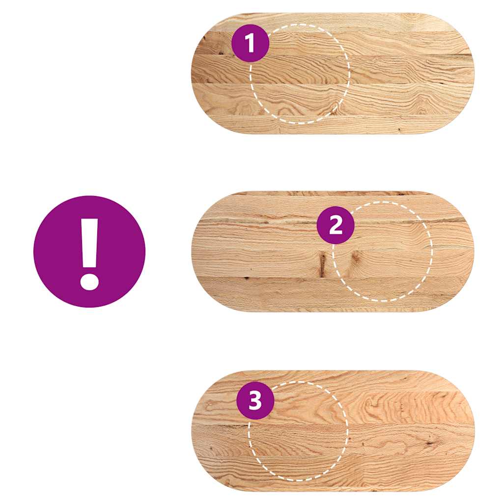 Dessus de table 140x60x4 cm bois de chêne massif ovale - XIOS