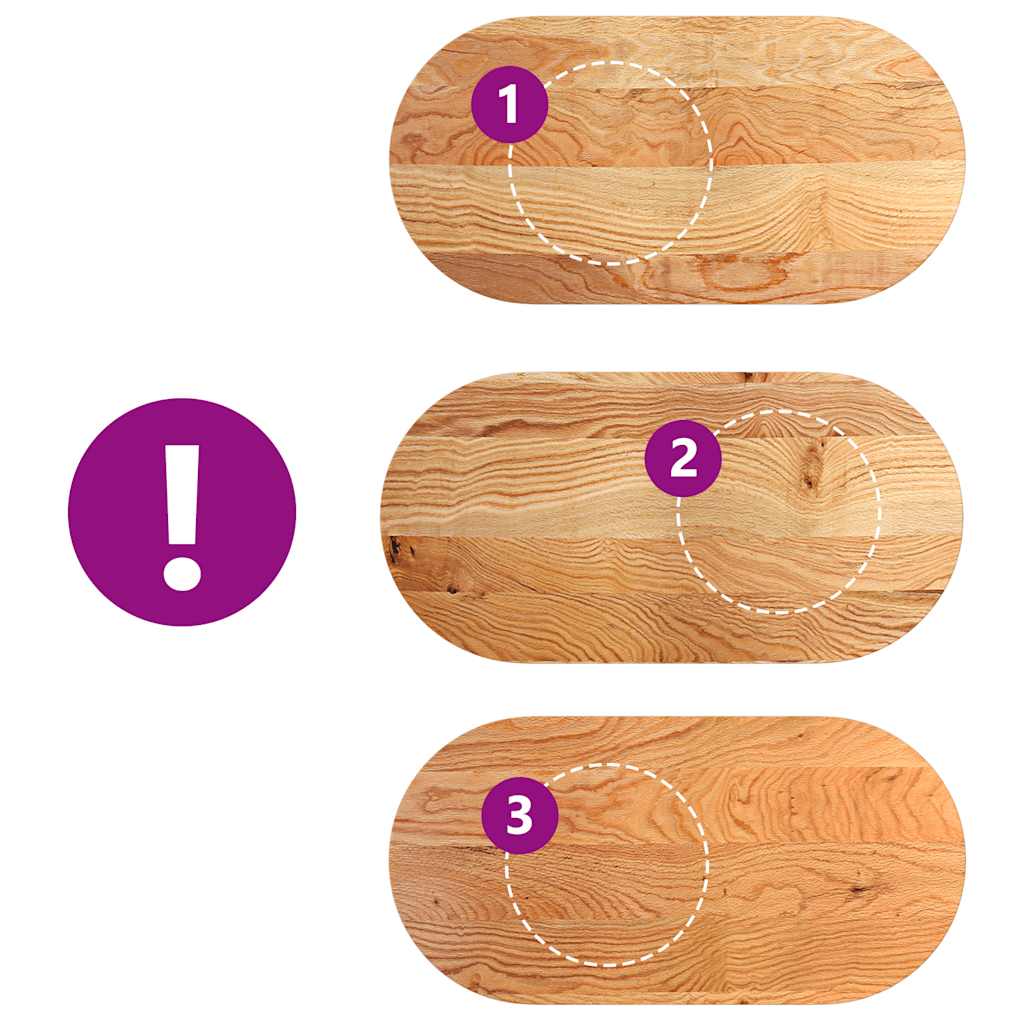 Dessus de table 100x50x4 cm bois de chêne massif ovale - XIOS