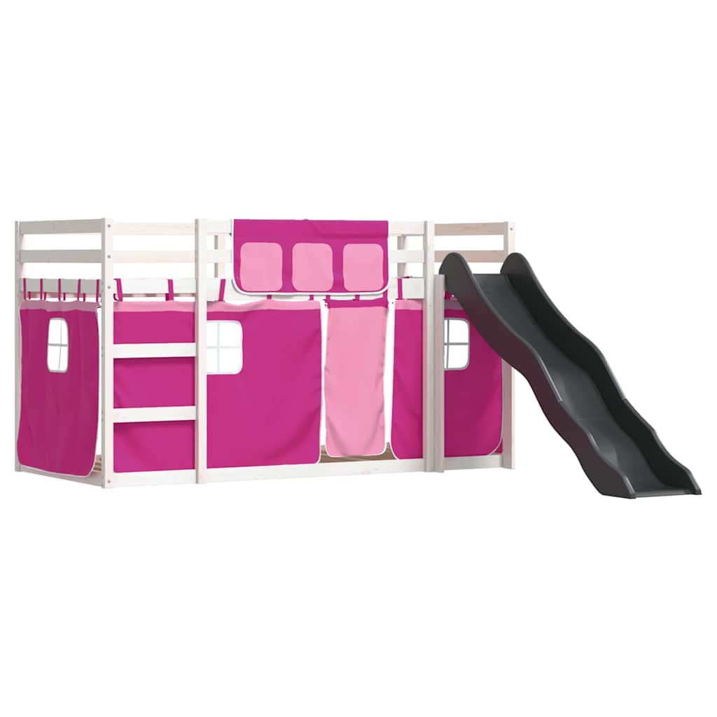Lit superposé sans matelas avec toboggan et rideaux 90x200 cm - XIOS