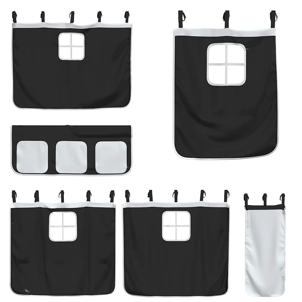 Lit superposé sans matelas avec toboggan blanc noir 80x200 cm - XIOS