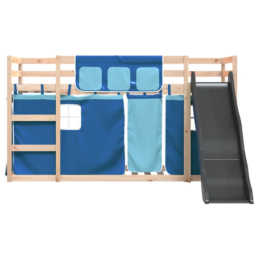 Lit superposé sans matelas avec toboggan et rideaux 80x200 cm - XIOS