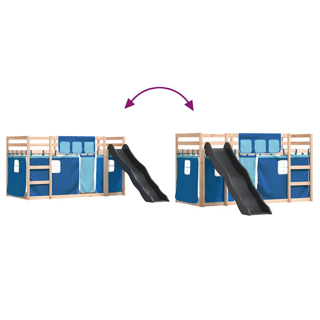 Lit superposé sans matelas avec toboggan et rideaux 80x200 cm - XIOS