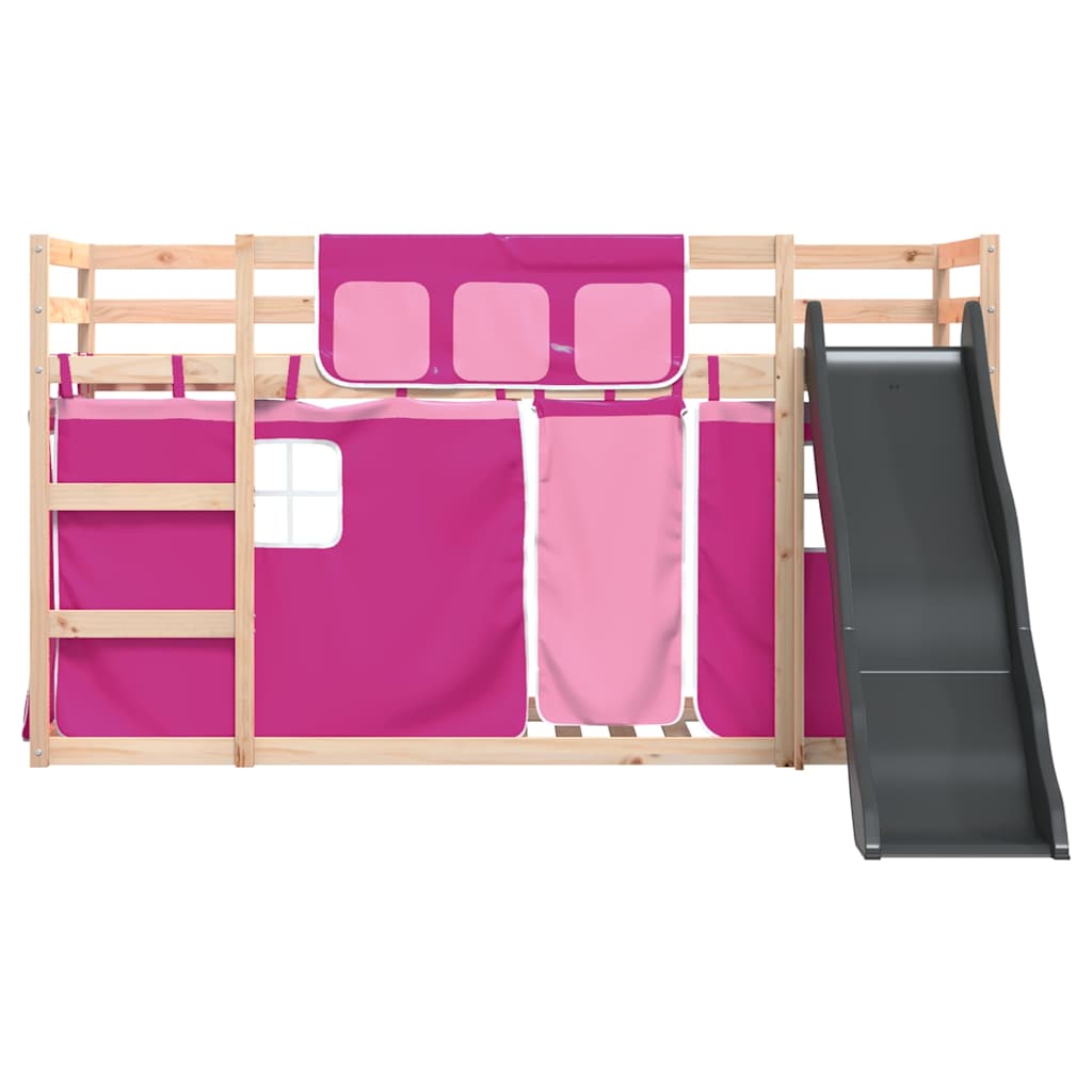 Lit superposé sans matelas avec toboggan et rideaux 80x200 cm - XIOS