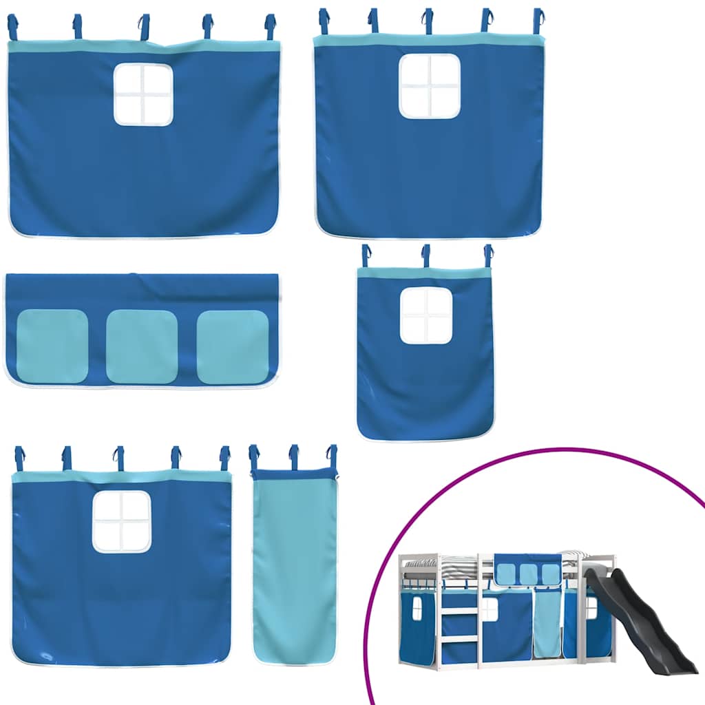 Lit superposé sans matelas avec toboggan et rideaux 90x190 cm - XIOS