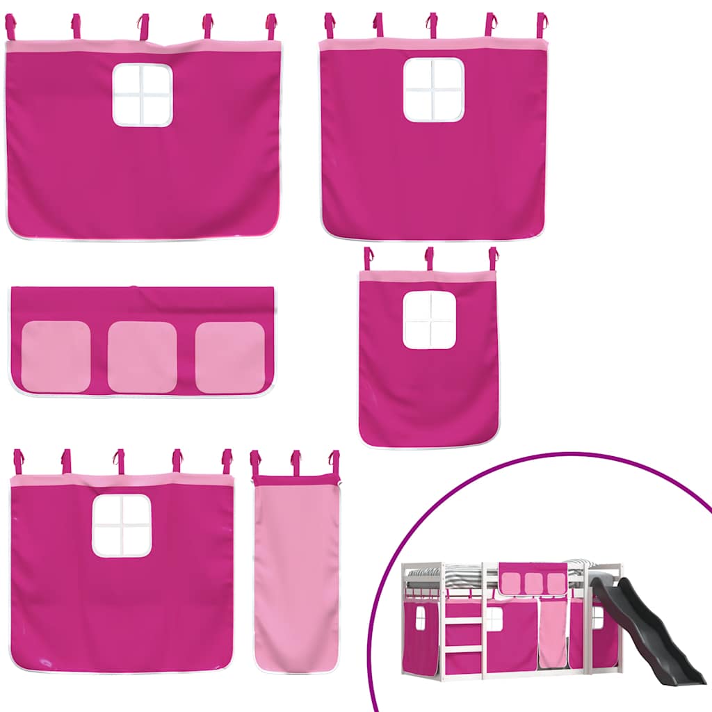 Lit superposé sans matelas avec toboggan et rideaux 90x190 cm - XIOS