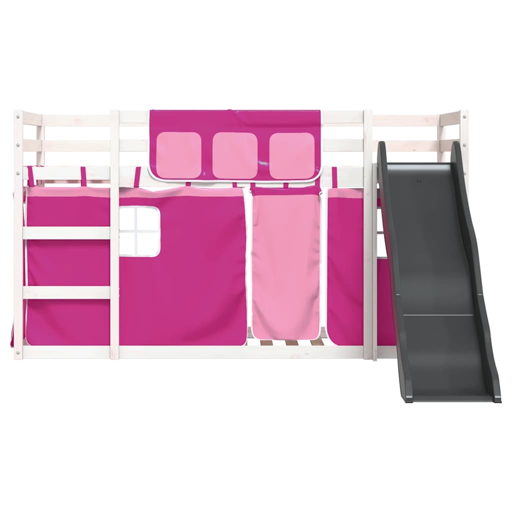 Lit superposé sans matelas avec toboggan et rideaux 90x190 cm - XIOS