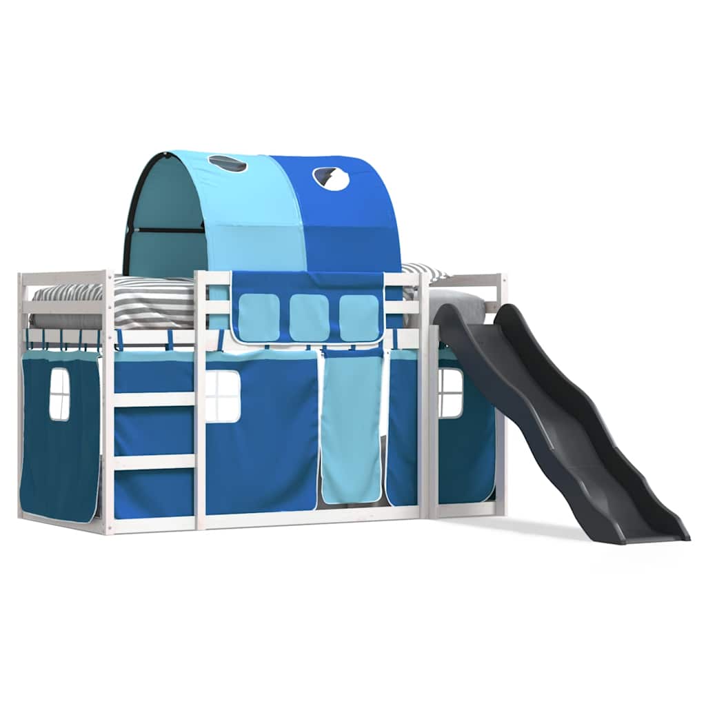 Lit superposé sans matelas avec toboggan et rideaux 90x200 cm - XIOS