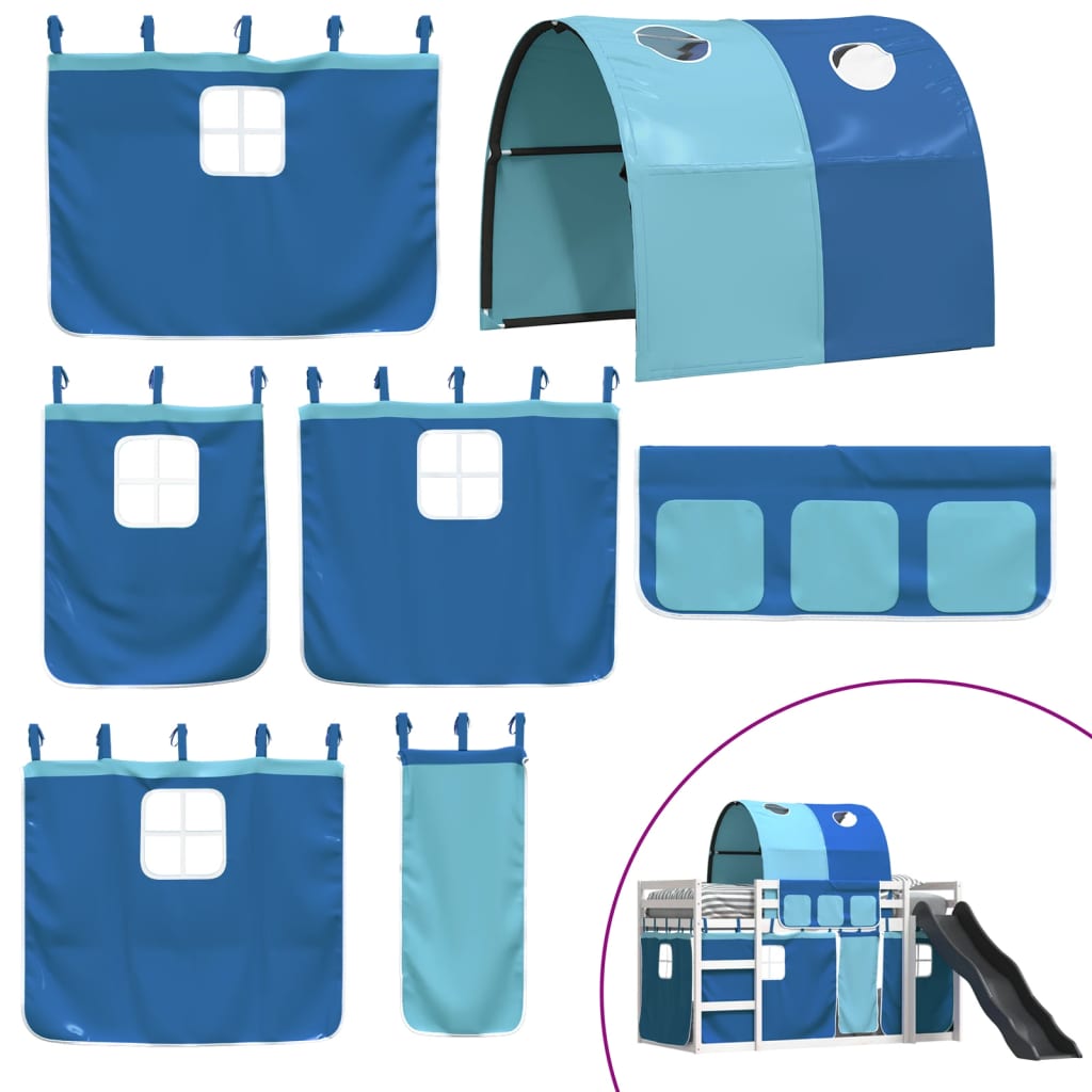 Lit superposé sans matelas avec toboggan et rideaux 90x200 cm - XIOS