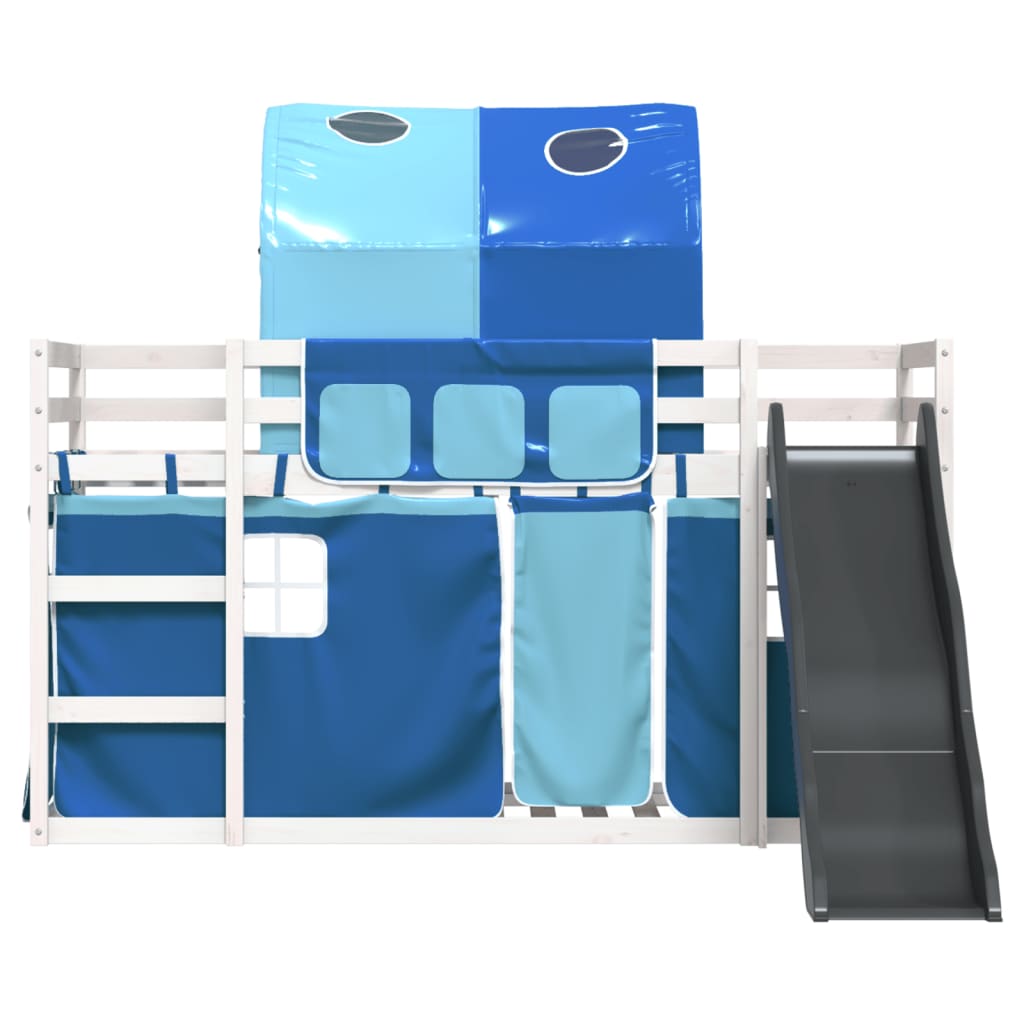 Lit superposé sans matelas avec toboggan et rideaux 90x200 cm - XIOS