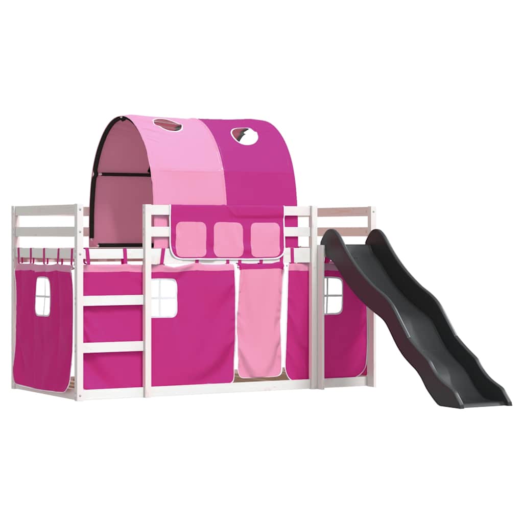 Lit superposé sans matelas avec toboggan et rideaux 90x200 cm - XIOS