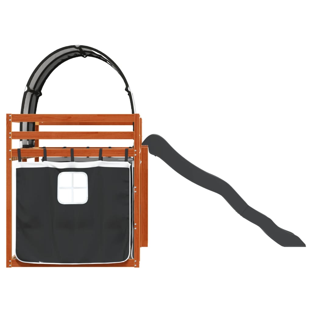 Lit superposé sans matelas avec toboggan blanc noir 90x200 cm - XIOS