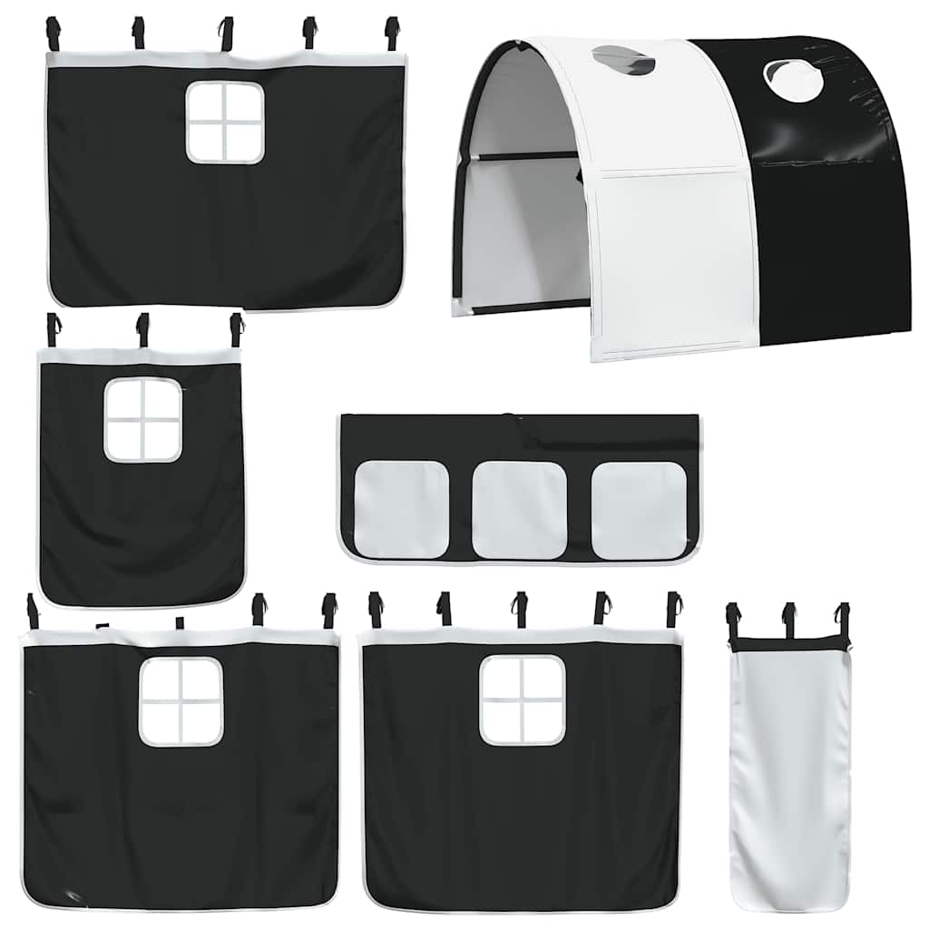 Lit superposé sans matelas avec toboggan blanc noir 80x200 cm - XIOS