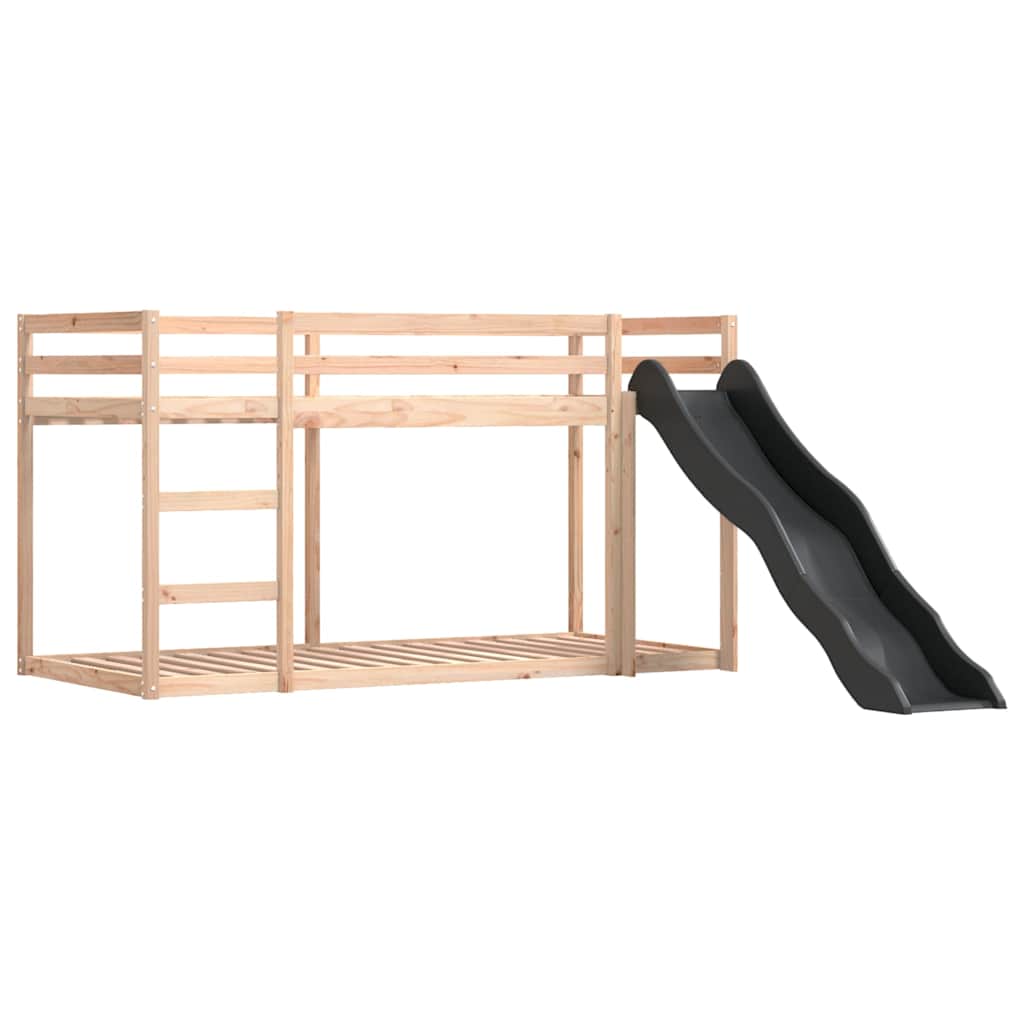 Lit superposé sans matelas avec toboggan blanc noir 80x200 cm - XIOS