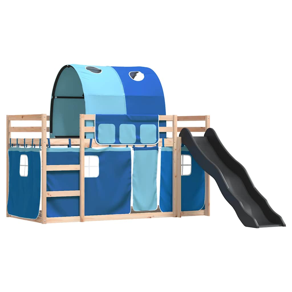 Lit superposé sans matelas avec toboggan et rideaux 80x200 cm - XIOS