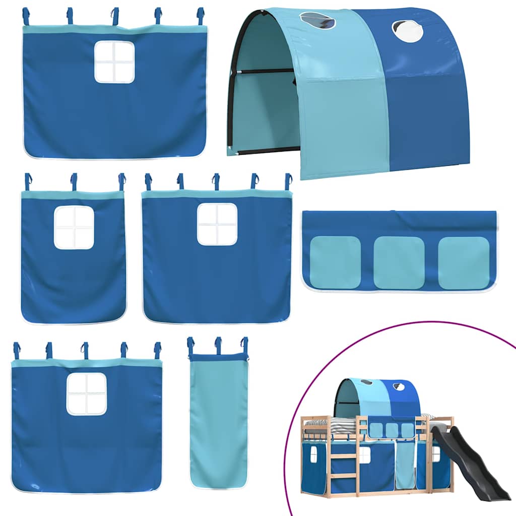 Lit superposé sans matelas avec toboggan et rideaux 80x200 cm - XIOS