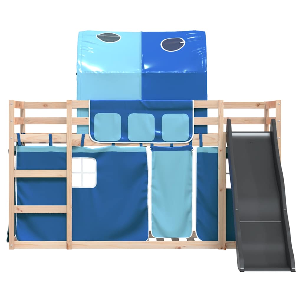 Lit superposé sans matelas avec toboggan et rideaux 80x200 cm - XIOS
