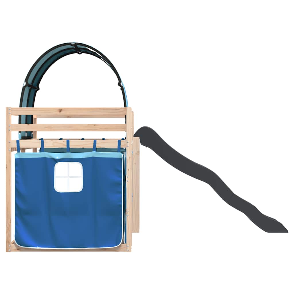 Lit superposé sans matelas avec toboggan et rideaux 80x200 cm - XIOS