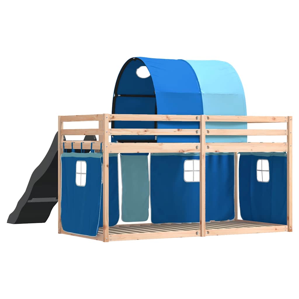 Lit superposé sans matelas avec toboggan et rideaux 80x200 cm - XIOS