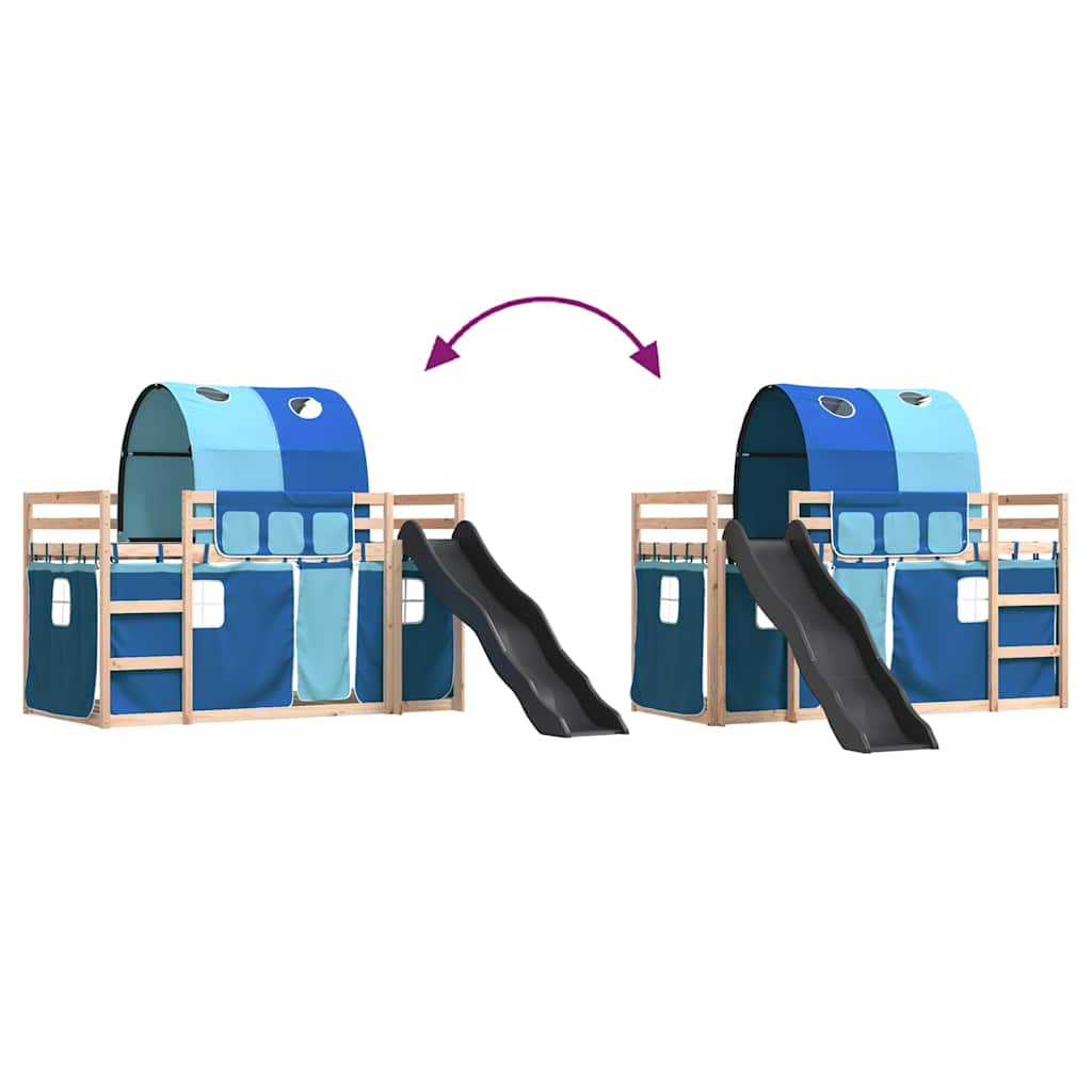 Lit superposé sans matelas avec toboggan et rideaux 80x200 cm - XIOS