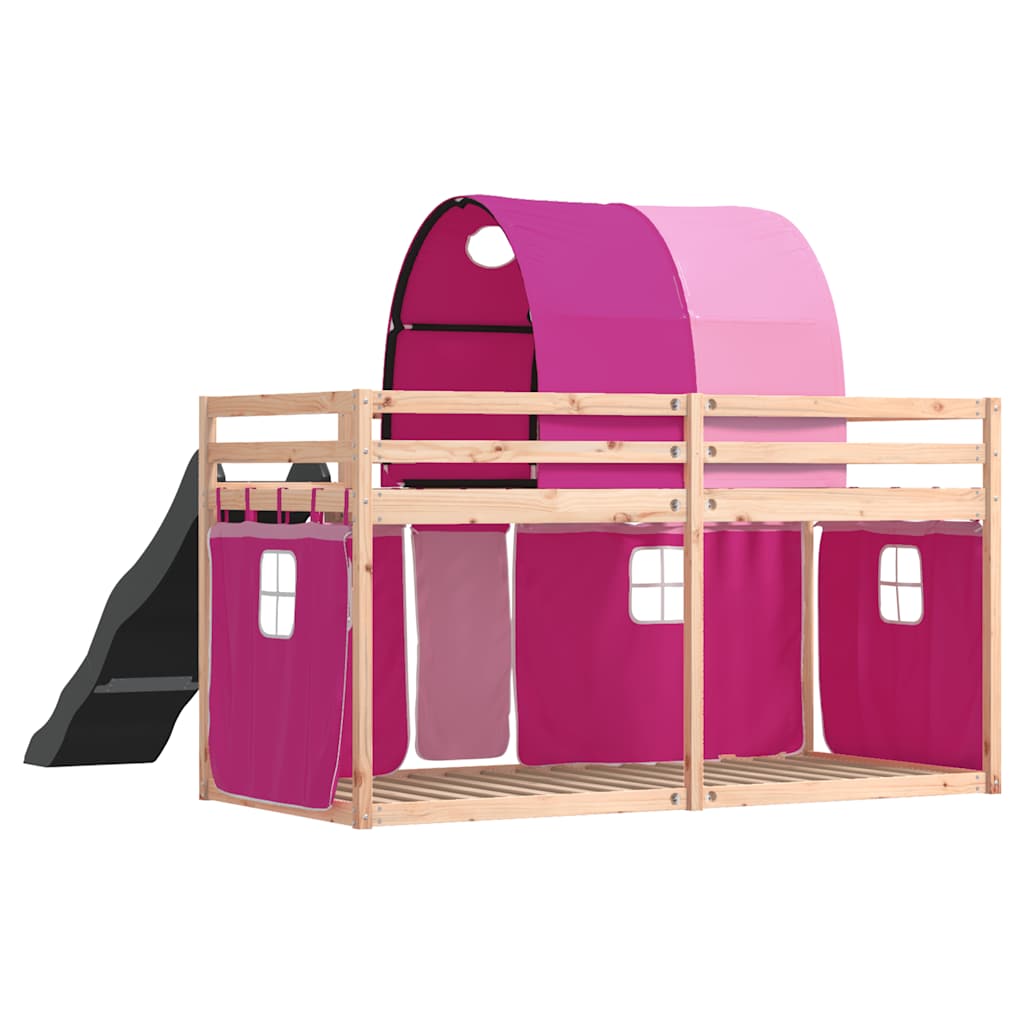 Lit superposé sans matelas avec toboggan et rideaux 80x200 cm - XIOS
