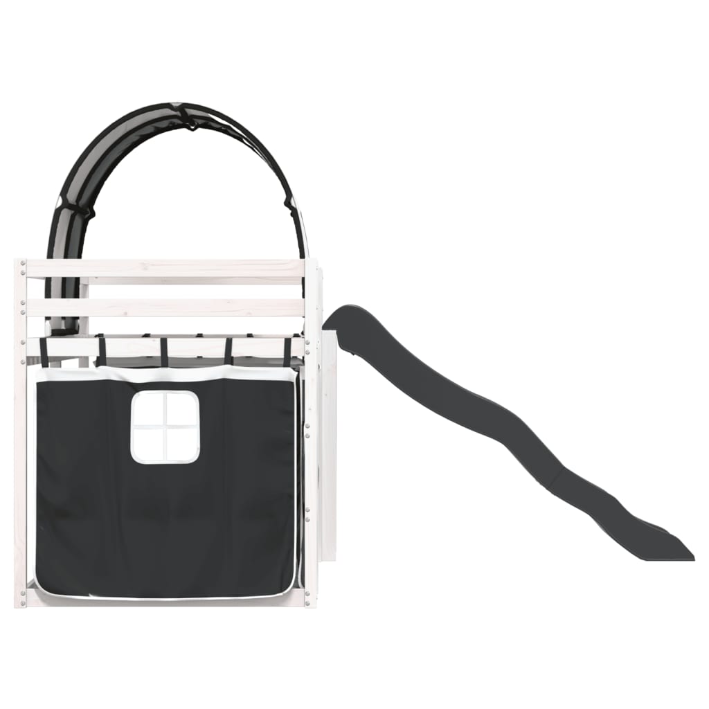 Lit superposé sans matelas avec toboggan blanc noir 90x190 cm - XIOS