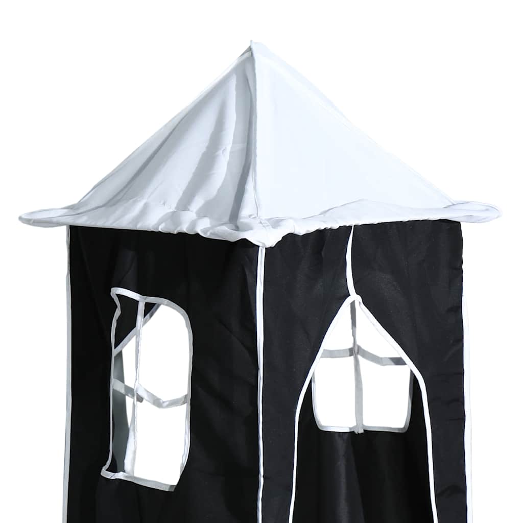 Lit superposé sans matelas avec toboggan blanc noir 90x200 cm