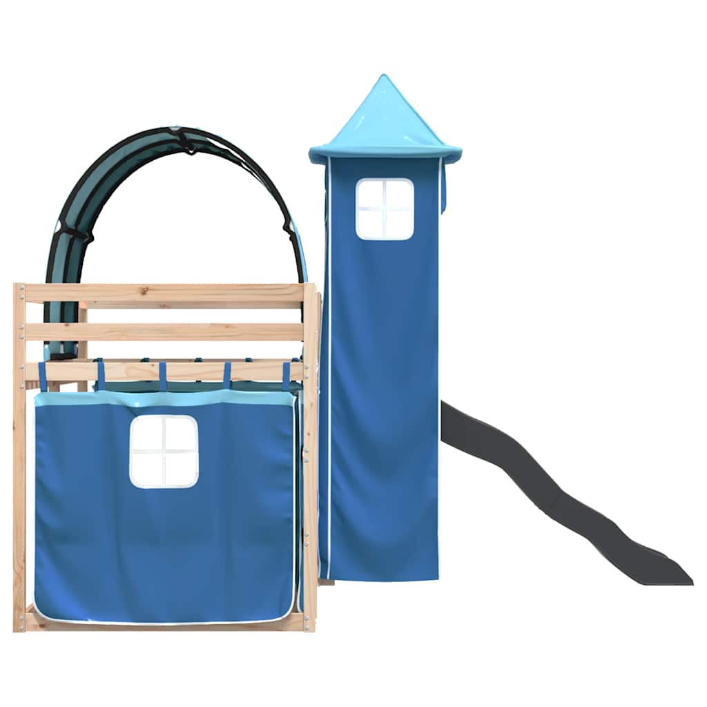 Lit superposé sans matelas avec toboggan et rideaux 80x200 cm - XIOS